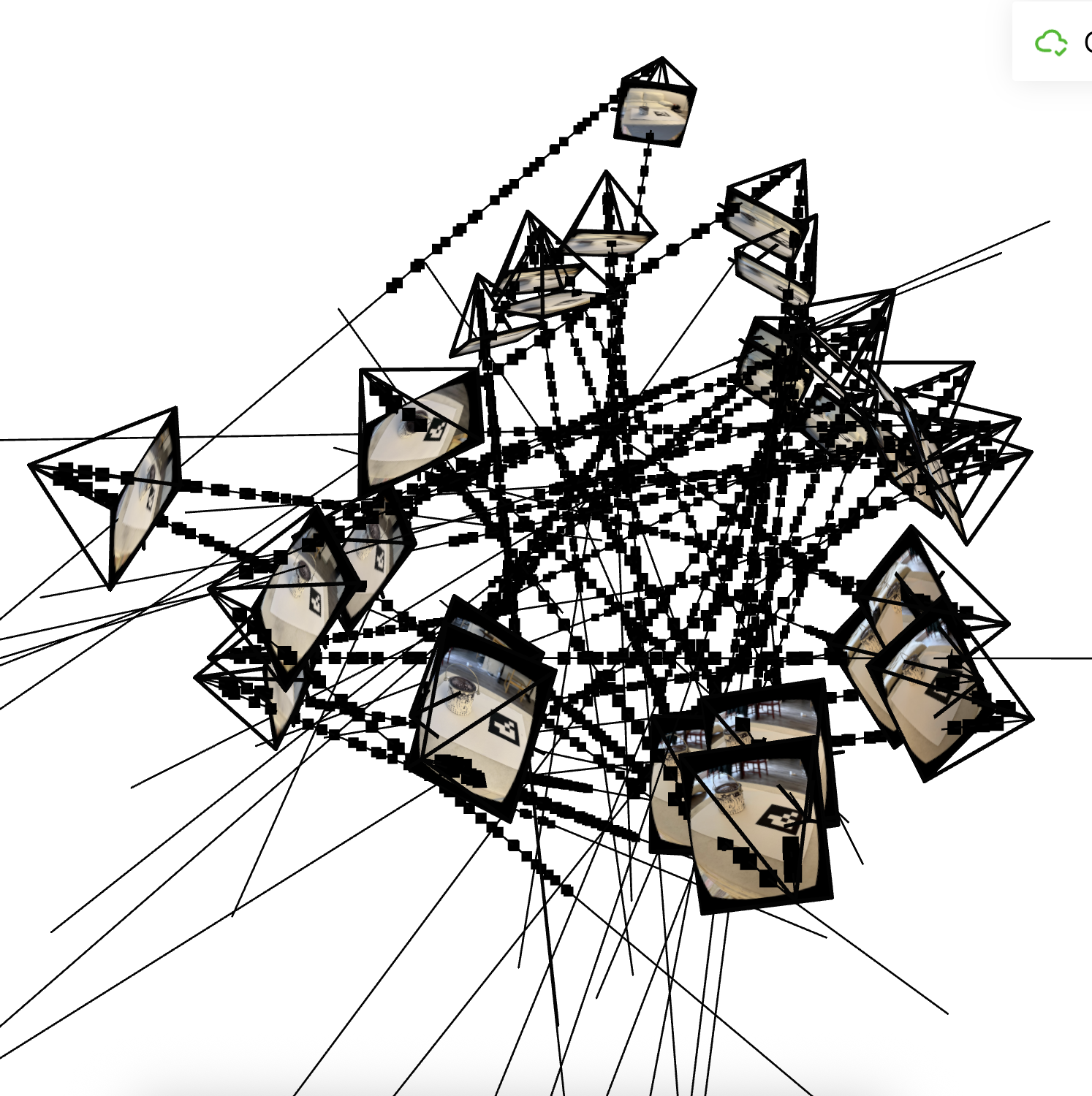 Example camera frustum and sampled rays